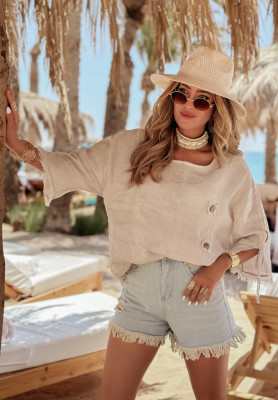Bluză din in Seashore Chic cu franjuri