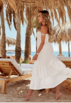 Rochie midi z falbankami Oasis Beach Bar albă