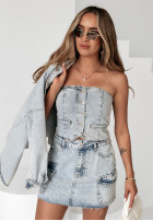 din denim Top  bez ramiączek Dreamy Date albastru deschis