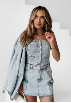 din denim Top  bez ramiączek Dreamy Date albastru deschis