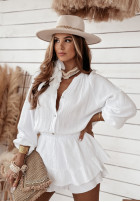 Muślinowa Rochie z falbankami Voyage Vibes albă