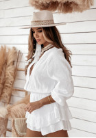 Muślinowa Rochie z falbankami Voyage Vibes albă