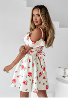 Rozkloszowana Rochie Cu croială spaniolă w kwiaty Floral Vibes ecru