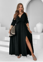 Rochie Cu croială spaniolă maxi z rozcięciami Pretty In Paradise negru