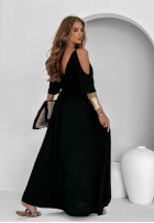 Rochie Cu croială spaniolă maxi z rozcięciami Pretty In Paradise negru