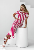 Rochie maxi w paski Magic Of Words biało-roșie
