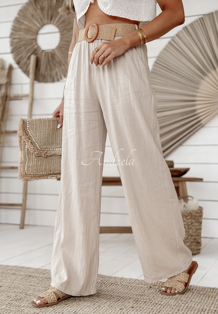 Pantaloni wide leg din in Total Trip cu curea