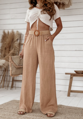 Pantaloni wide leg din in Total Trip cu curea