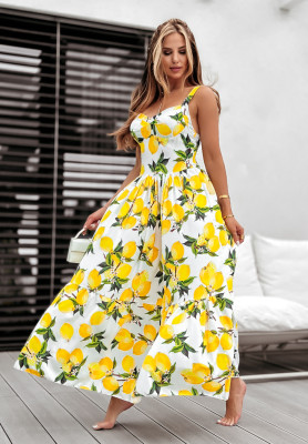 Rochie maxi cu bretele Sour Summer cu lâmâie