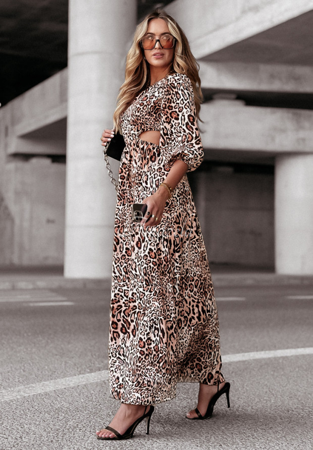 Rochia maxi Jaguar Grace cu imprimeu leopard