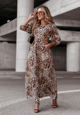 Rochia maxi Jaguar Grace cu imprimeu leopard