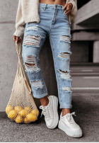 Pantaloni din denim z przetarciami In A Great Way albastre