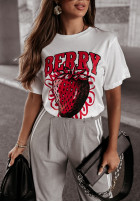 Tricou z nadrukiem Berry Alb