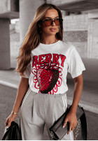 Tricou z nadrukiem Berry Alb