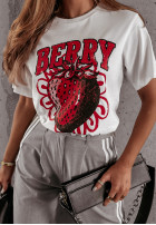 Tricou z nadrukiem Berry Alb