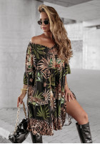 Wzorzysta Rochie oversize Cute But Dangerous negru-verde