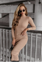 Prążkowana Rochie midi Smile Again camel