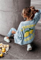 Cardigan z cytrynkami Limoncello albastru azuriu