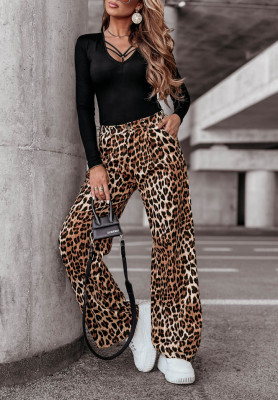 Pantaloni eleganți Special Someone cu imprimeu leopard