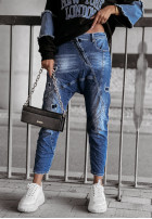 Pantaloni din denim baggy z przetarciami Point Of Pride albastre