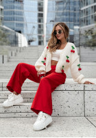 Krótki Cardigan z wisienkami Cherry Lover ecru