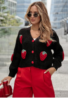 Krótki Cardigan z truskawkami Strawberry negru