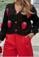 Krótki Cardigan z truskawkami Strawberry negru