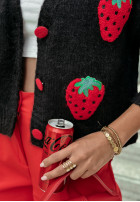 Krótki Cardigan z truskawkami Strawberry negru