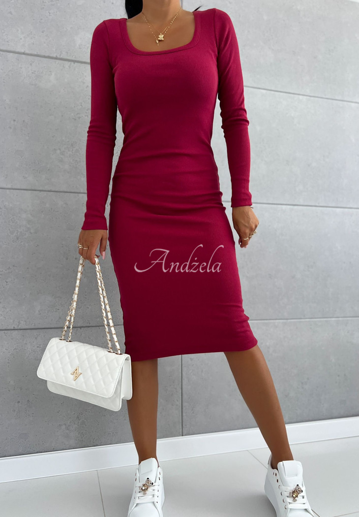 Rochie midi din material striat Keep The Basics