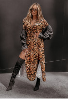 Wzorzysta Rochie Feral Finesse camel