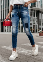 Pantaloni din denim z naszywkami Can’t Be Replaced ciemnoniebieskie