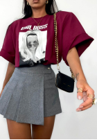 Tricou oversize La Milla Girl Boss burgundowy