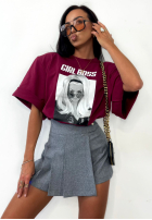 Tricou oversize La Milla Girl Boss burgundowy