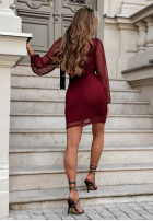 Rochie mini z marszczeniami Feel This Way burgundowa