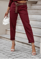 Pantaloni z paskiem Haunted Soul burgundowe