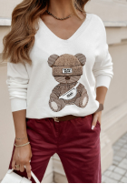 Pulover z misiem Teddy Tangle ecru