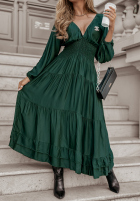 Satynowa Rochie maxi Flowing Fairy verde sticlă