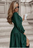 Satynowa Rochie maxi Flowing Fairy verde sticlă