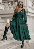 Satynowa Rochie maxi Flowing Fairy verde sticlă