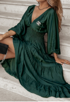 Satynowa Rochie maxi Flowing Fairy verde sticlă