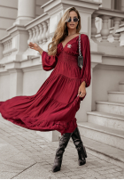 Satynowa Rochie maxi Flowing Fairy burgundowa