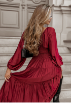 Satynowa Rochie maxi Flowing Fairy burgundowa