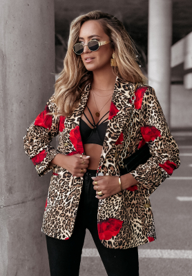 Sacou cu imprimeu floral Wild Covering cu imprimeu leopard