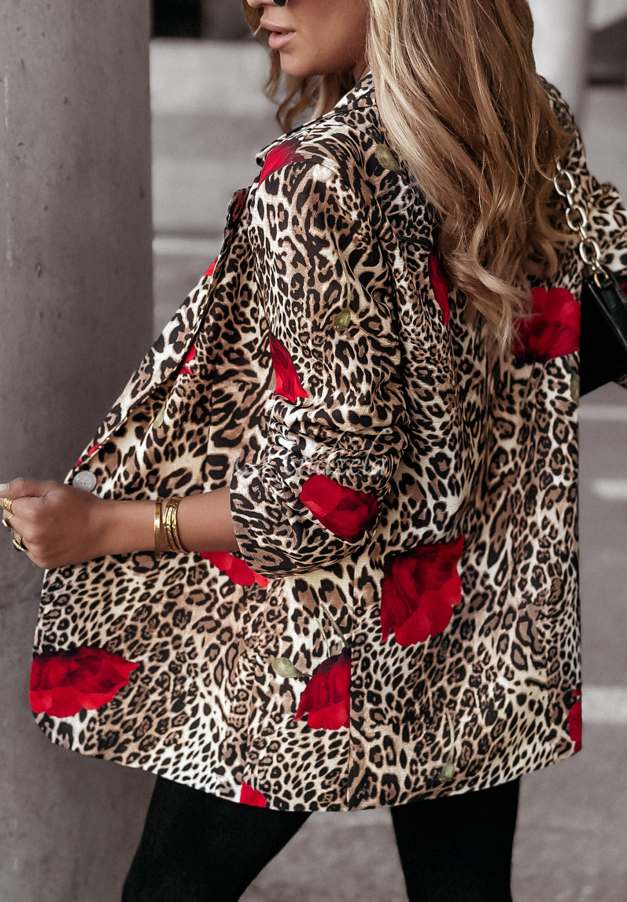 Sacou cu imprimeu floral Wild Covering cu imprimeu leopard