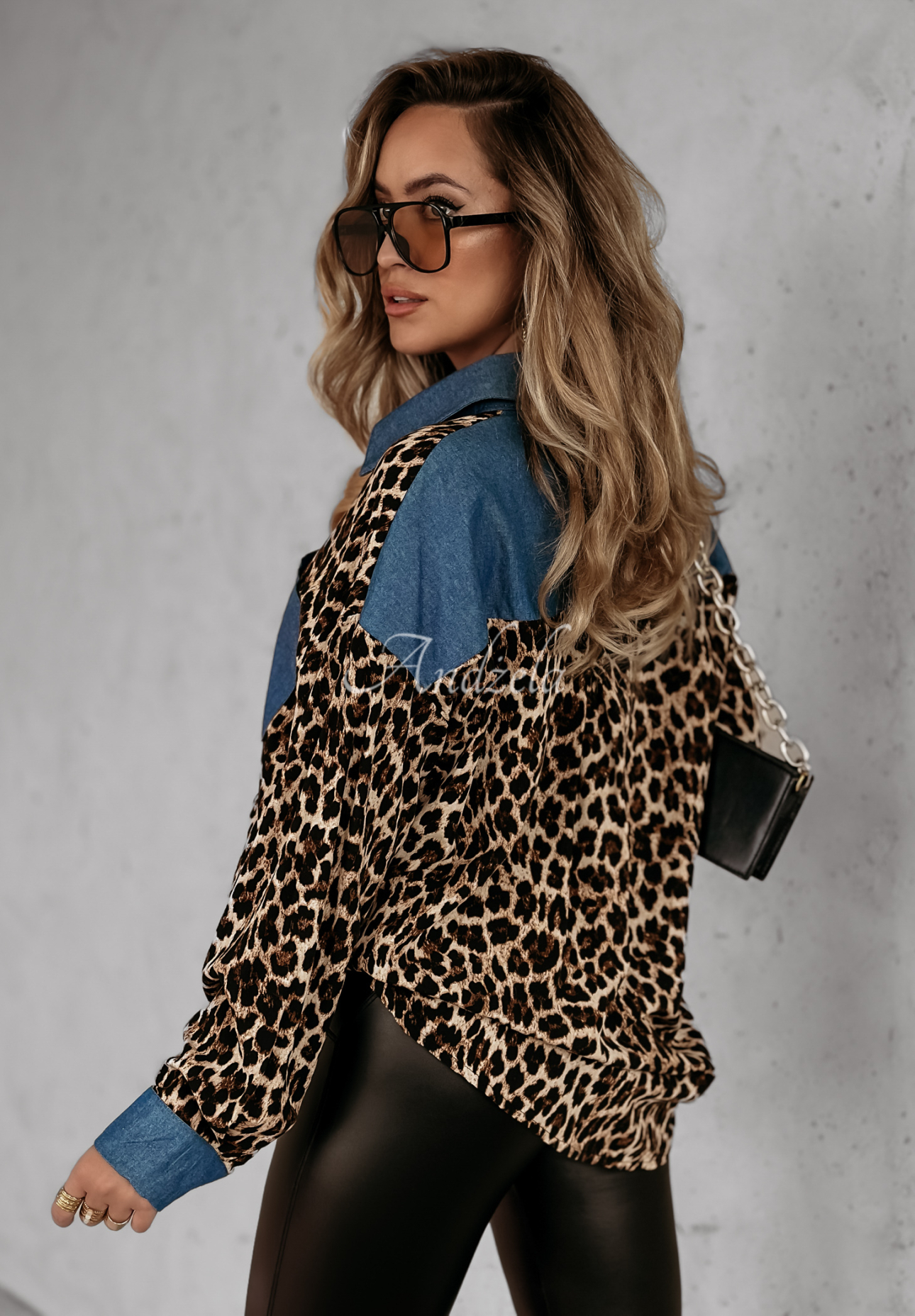 Cămașă Wild Denim cu imprimeu leopard