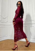 Koronkowa Rochie maxi La Milla By My Choice burgundowa