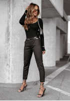 Pantaloni z paskiem Choose Joy negre