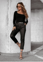 Pantaloni z paskiem Choose Joy negre