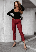 Pantaloni z paskiem Choose Joy burgundowe