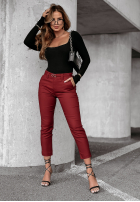 Pantaloni z paskiem Choose Joy burgundowe